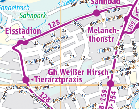 Auszug Kirschbergsiedlung aus dem VMS Stadtverkehrsliniennetzplan Crimmitschau