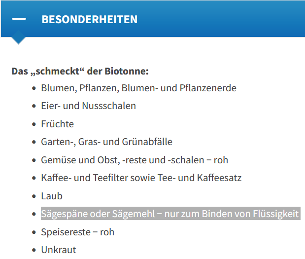 Informationswebseite über die Entsorgung von Bioabfall des Landkreis Zwickau, Besonderheiten
